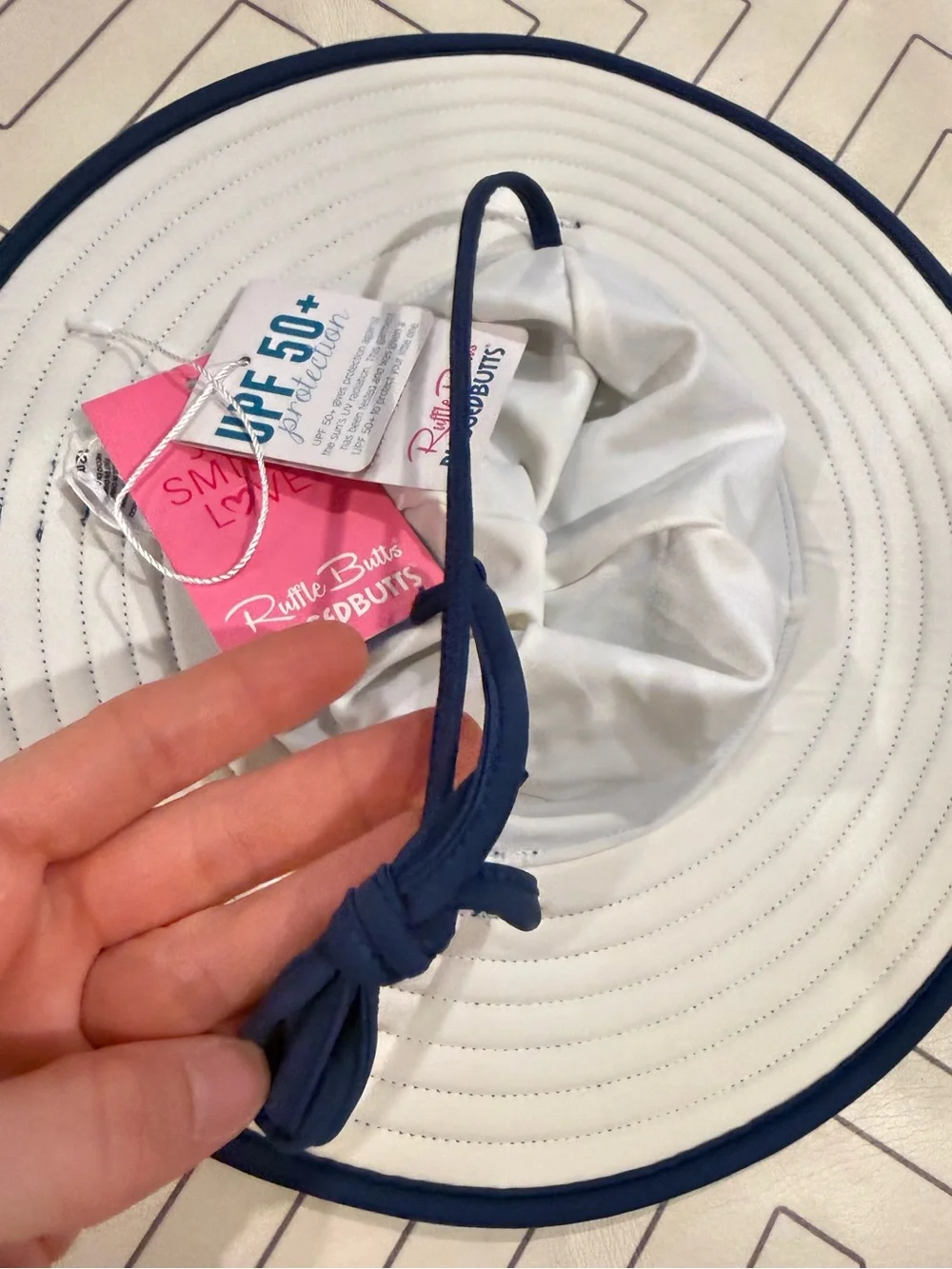 NWT Ruffle Butts Navy Swim Hat